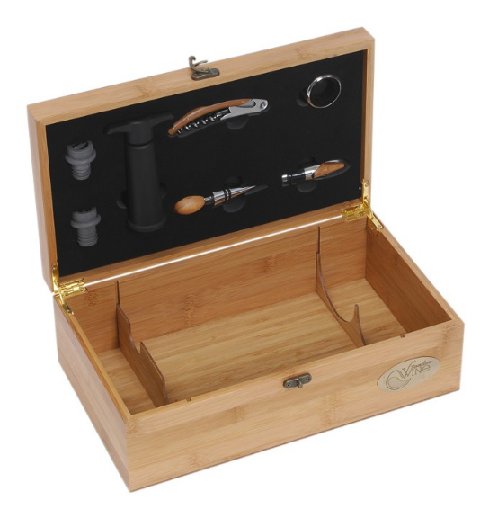 Coffret bambou 2 bouteilles avec 7 accessoires