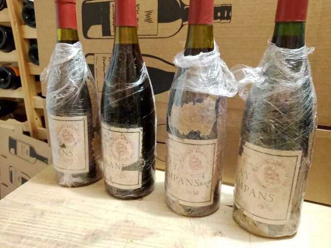 4 x 75 cl - Volnay 1er Cru 1989 - Champans - Marquis d'Angerville